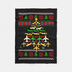 Flugzeug Weihnachtsbaum Ugly Xmas Sweater Decorati Fleecedecke