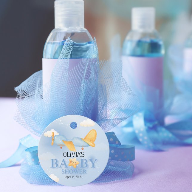 Flugzeug, Wolken & Sterne, Blau, Baby Boy, Niedlic Geschenkanhänger (Von Creator hochgeladen)