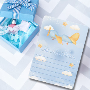 Flugzeug, Wolken & Sterne, Blau, Baby Junge, Süß  Feiertagskarte