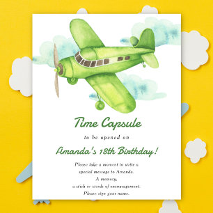 Flugzeug-Zeitkapsel 1. Geburtstag geschlechtsneutr Poster