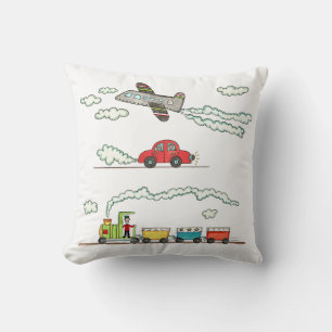 Flugzeug, Zug und Auto Kissen