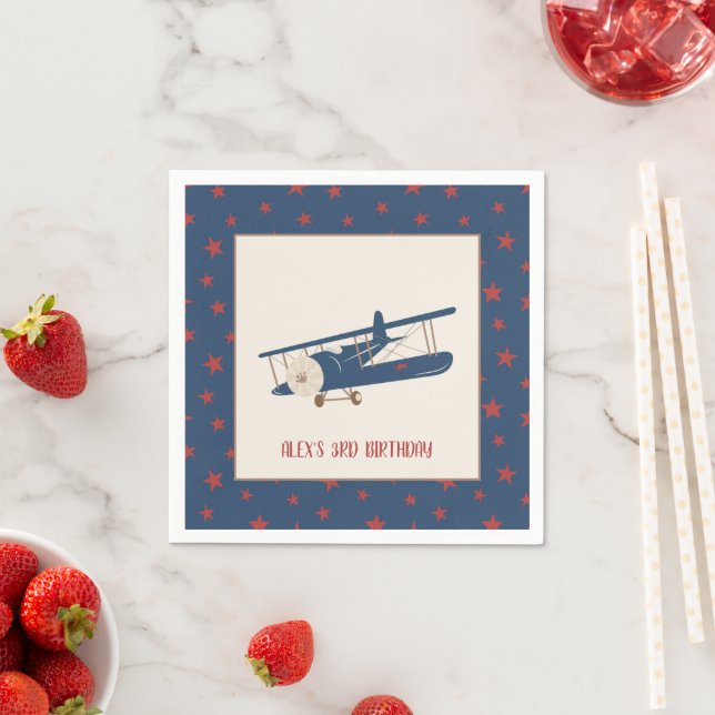 Flugzeug zum Geburtstag Napkin - Junge - Custom Serviette (Beispiel)