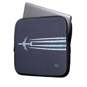FlugzeugContrails mit (oder außen) Initialen Laptopschutzhülle