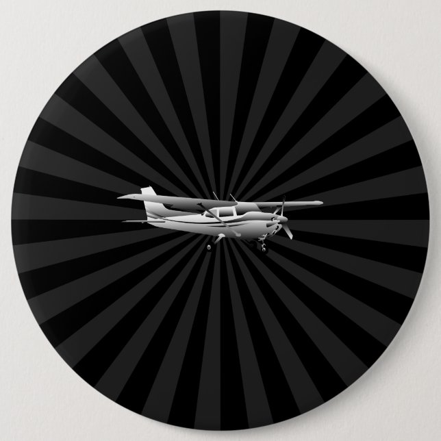 Flugzeuge Cessna Silhouette Flug Black Burst Button (Vorderseite)
