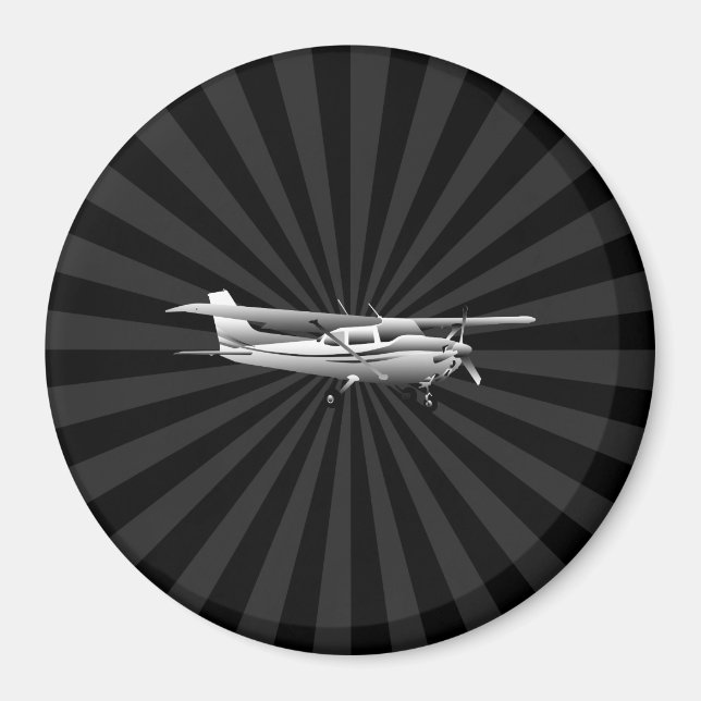 Flugzeuge Cessna Silhouette Flug Black Burst Magnet (Vorne)
