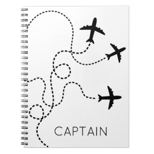 Flugzeuge, die Herzkapitän NAME Aviation Fun flieg Notizblock