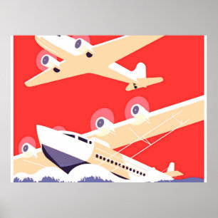 Flugzeuge, die Vintag Propeller fliegen Poster