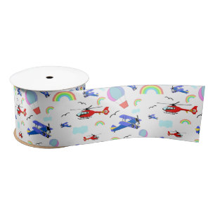 Flugzeuge, Hubschrauber & Balloons Satin Ribbon Satinband