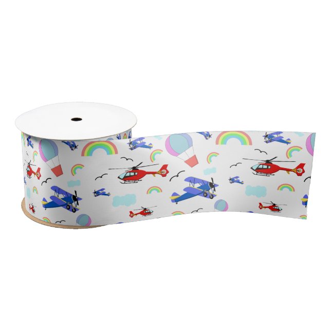 Flugzeuge, Hubschrauber & Balloons Satin Ribbon Satinband (Spule)
