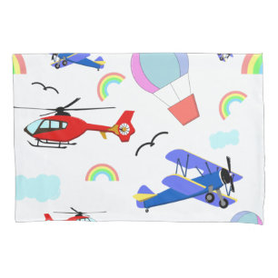 Flugzeuge, Hubschrauber und Balloons Kissenbezug