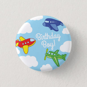Flugzeuge Jets Birthday Boy Abzeichen Button Butto