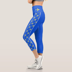 Flugzeuge mit blass gelbem Flugzeug Capri Leggings