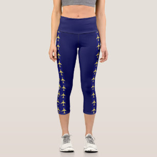 Flugzeuge mit blass gelbem Flugzeug Capri Leggings