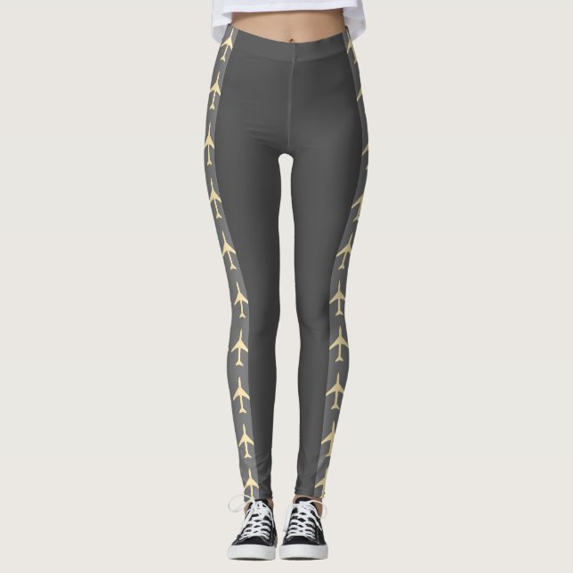 Flugzeuge mit blass gelbem Flugzeug Leggings (Vorderseite)