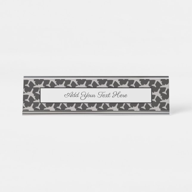 Flugzeuge mit schwarzgrauem Flugzeug Pilot Flugzeu Schreibtischnamensplakette (Vorderseite )