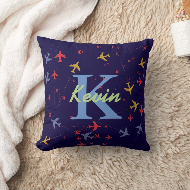 Flugzeuge Personalisiert Kids Name Kissen (Decke)