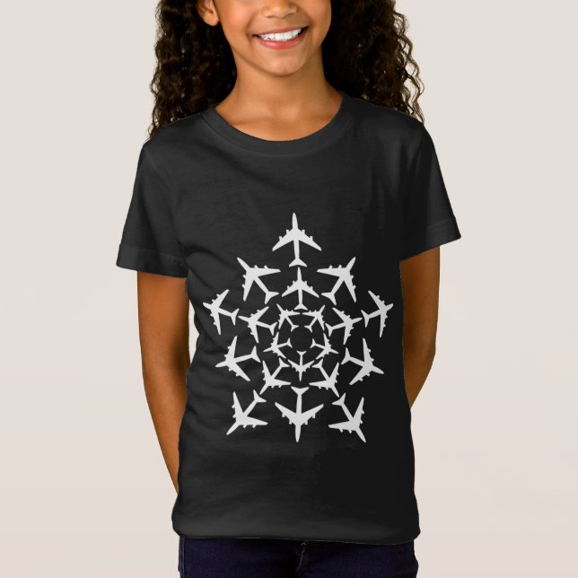 Flugzeuge Snowflake Weihnachts Pilot Weißer Jet Pl T-Shirt (Vorderseite)