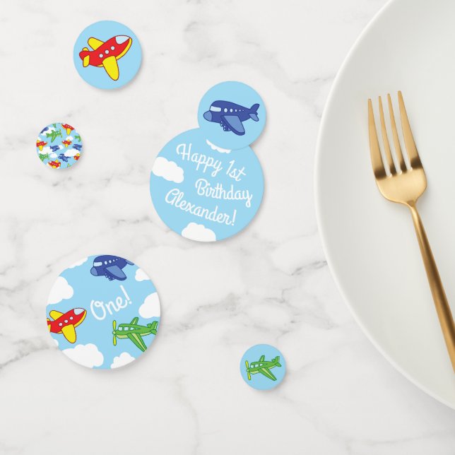 Flugzeuge und Jets Niedlich 1. Geburtstag Party Konfetti (Gruppe)