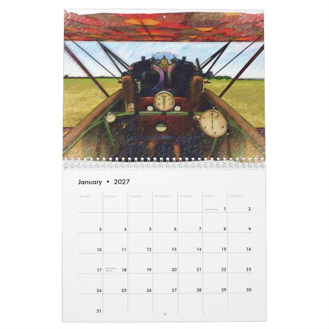 Flugzeuge von WWI Kalender (Jan 2027)