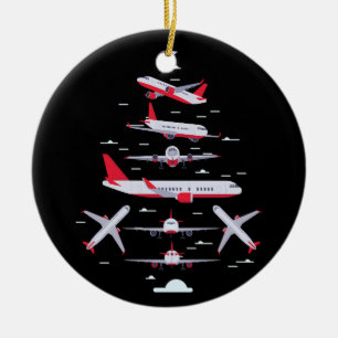 Flugzeuge Weihnachtsbaum Pilot Frohe Weihnachten W Keramik Ornament
