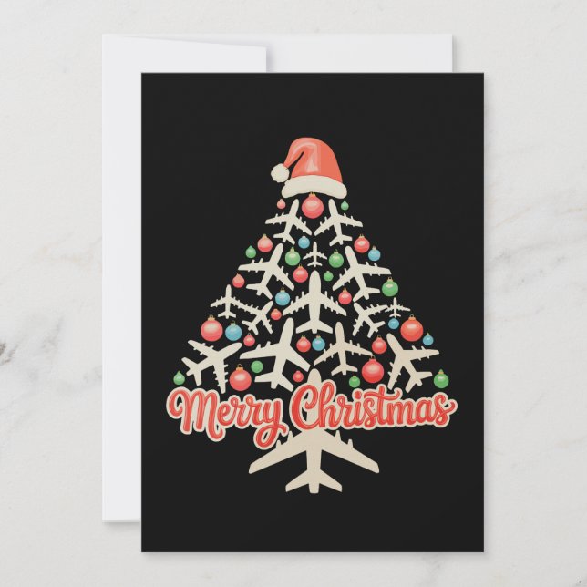 Flugzeuge Weihnachtsbaum Pilot Xmas Urlaubsfamilie Feiertagskarte (Vorderseite)