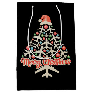 Flugzeuge Weihnachtsbaum Pilot Xmas Urlaubsfamilie Mittlere Geschenktüte