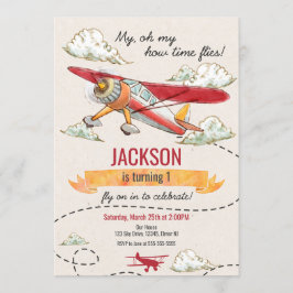 Flugzeuge zum Geburtstag Einladung Vintagen Zeitfl