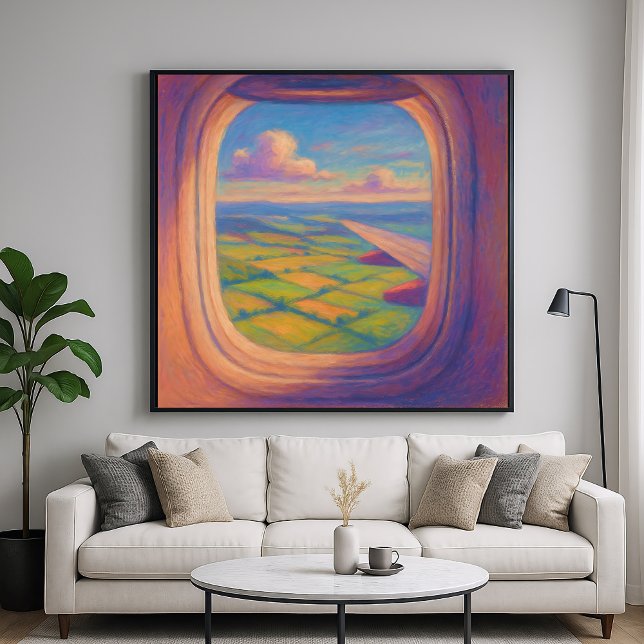 Flugzeugfensterlandschaft - farbenfroher Pastellst Poster (Von Creator hochgeladen)