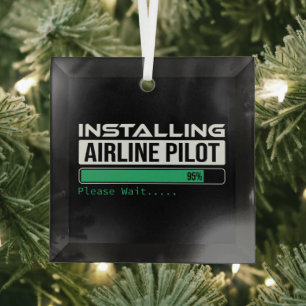 Flugzeugführer Ladebildschirm Lustiger Flugschüler Ornament Aus Glas