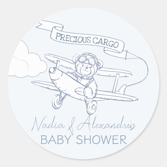 Flugzeugführerin Wertvoll Cargo Baby Dusche Runder Aufkleber (Vorderseite)