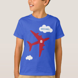 Flugzeuggeburtstags-Party-T - Shirt des rotes und