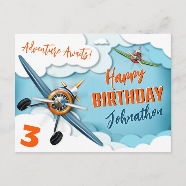 Flugzeugkämpfer Pilot Junge Geburtstag Postkarte (Vorderseite)