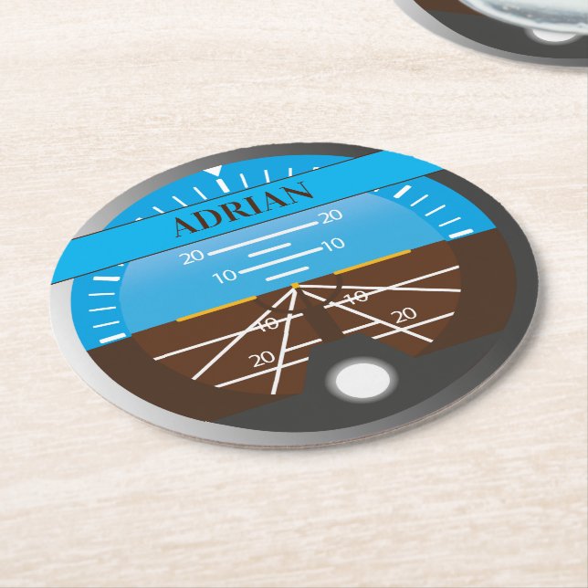 Flugzeugkapitän Co-Pilot-Fluggerät drucken Runder Pappuntersetzer (Angewinkelt)