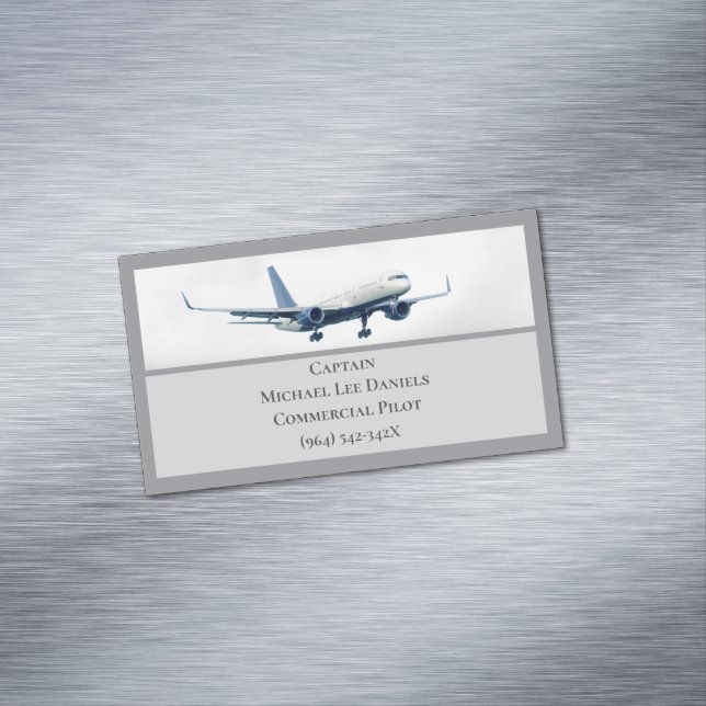 Flugzeugkapitän-Flugzeug für Grauflugzeuge in Sky Magnetische Visitenkarte (Beispiel)