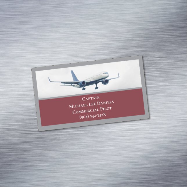Flugzeugkapitän von Red Airplane Flugzeug Sky Magnetische Visitenkarte (Beispiel)