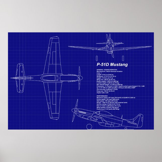 Flugzeugkonzepte | P-51 Mustang Poster (Vorne)