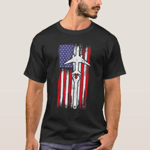 Flugzeugmechaniker Luftfahrt USA-Flagge T-Shirt