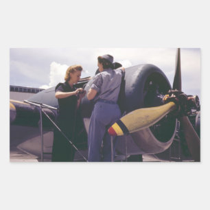 Flugzeugmechanikerinnen im Zweiten Weltkrieg Rechteckiger Aufkleber