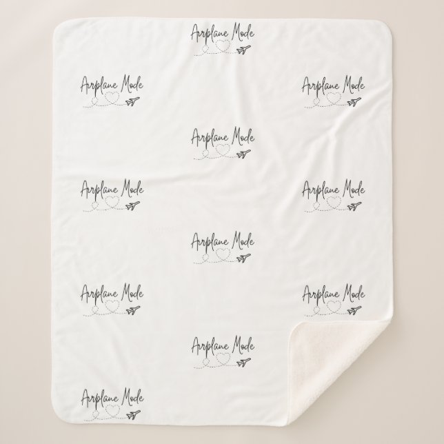 Flugzeugmodus mit Herz in Schwarz Sherpadecke (Vorderseite)