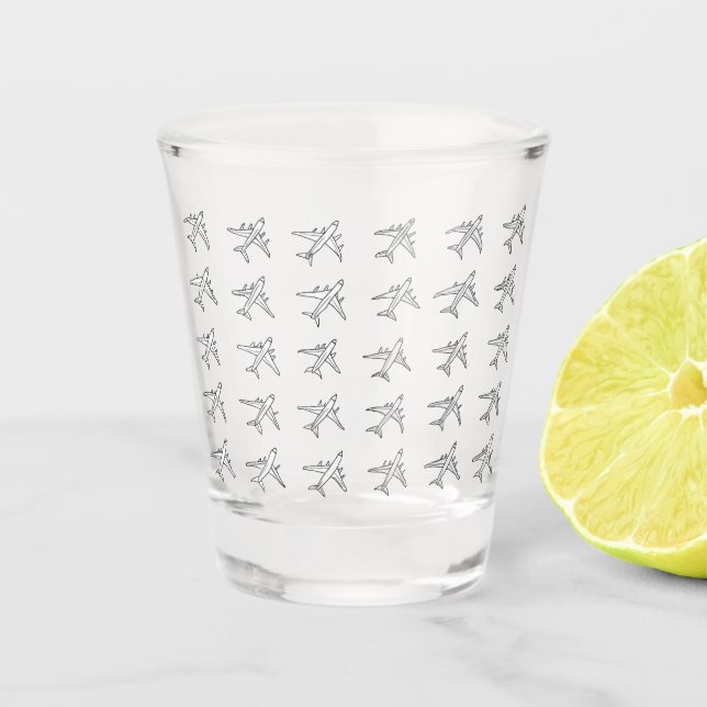 Flugzeugmuster-Brille Schnapsglas (Vorderseite)