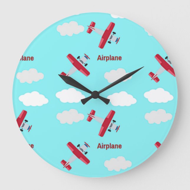 Flugzeugmuster in blau große wanduhr (Vorderseite)