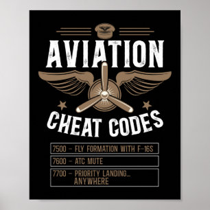 Flugzeugpilot Luftfahrzeug Luftfahrt Cheatcoden 75 Poster