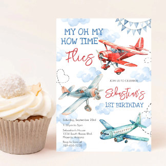 Flugzeugpilot Party Wie die Zeit Fliegt Geburtstag Einladung