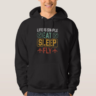Flugzeugpilot Vintage Jetflugzeug Retro Leben Ist Hoodie