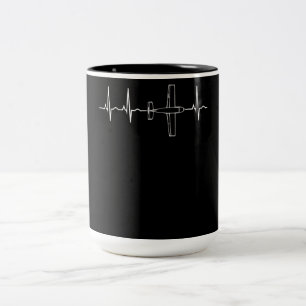 Flugzeugpiloten-Herzschlag-Fluggeschenk Zweifarbige Tasse