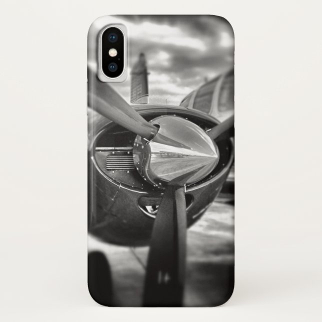 Flugzeugpropeller Schwarz und Weiß Case-Mate iPhone Hülle (Rückseite)