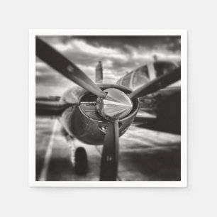 Flugzeugpropeller Schwarz und Weiß Serviette