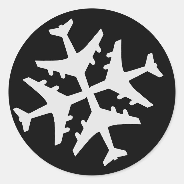 Flugzeugschneeflocke Runder Aufkleber (Vorderseite)