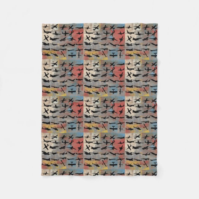 Flugzeugsilhouette Fleecedecke (Vorderseite)