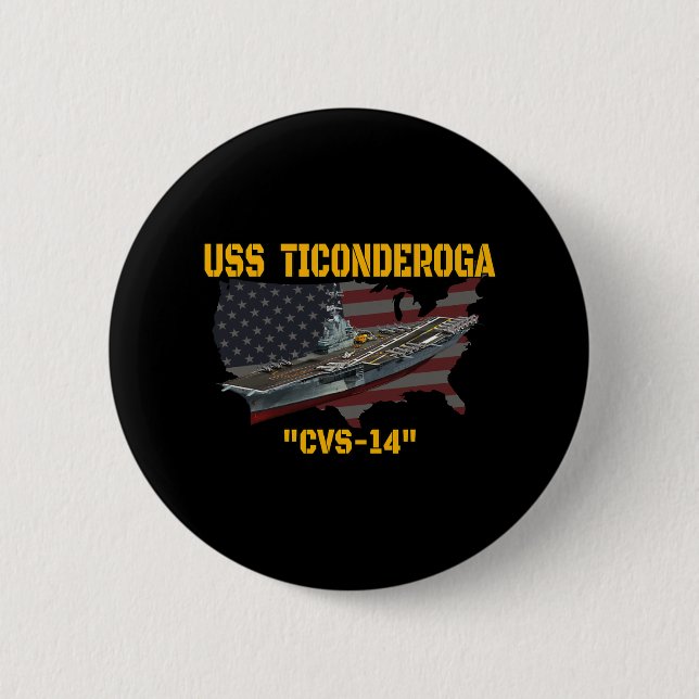 Flugzeugträger Uss Ticonabweicha Cvs-14 Veteranen  Button (Vorderseite)